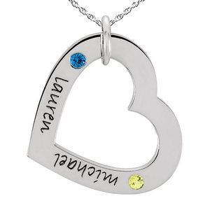 Two Birthstones Heart Pendant