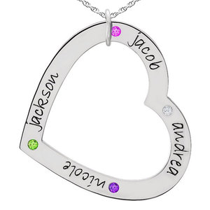 Four Birthstones Large Heart Pendant