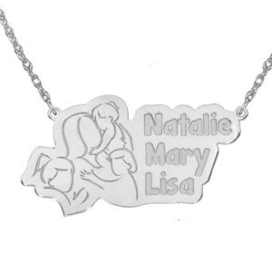 Personalized Mother   Three Daughters Pendant w  18  Chain