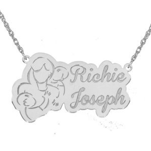 Personalized Mother   Two Sons Pendant w  18  Chain