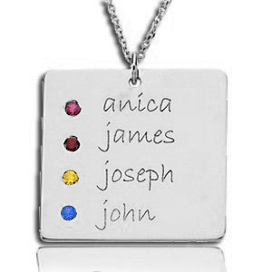 with Four Birthstones Square Pendant