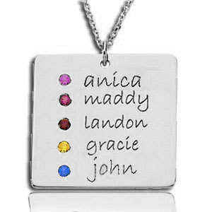 Five Birthstones Square Pendant