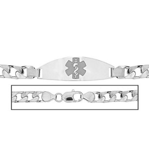 Sterling Silver Men s Curb Link Medical ID Bracelet