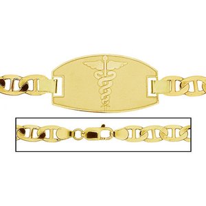 Solid 14K Yellow Gold Men s Anchor Link Medical ID Bracelet