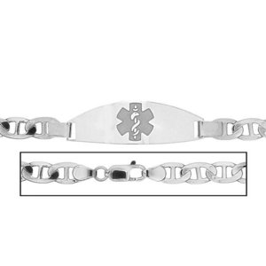 Solid 14K White Gold Men s Anchor Link Medical ID Bracelet