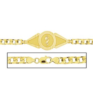 Solid 14K Yellow Gold Men s Curb Link Medical ID Bracelet