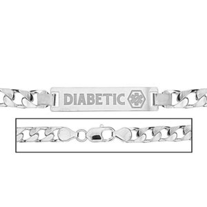 Sterling Silver Men s Curb Link Medical ID Bracelet