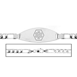 Sterling Silver Men s Figaro Link Medical ID Bracelet