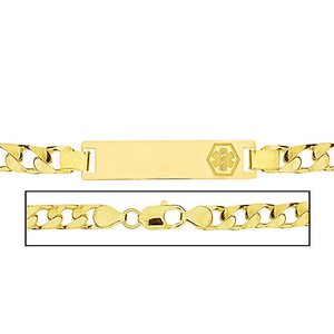 Solid 14K Yellow Gold Men s Curb Link Medical ID Bracelet