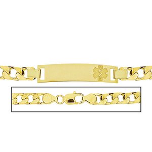 Solid 14K Yellow Gold Men s Curb Link Medical ID Bracelet