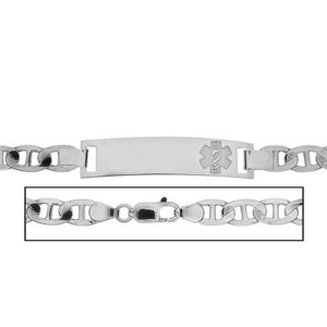 Solid 14K White Gold Men s Anchor Link Medical ID Bracelet