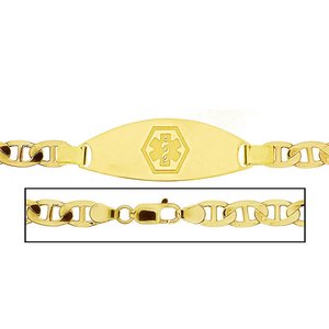 Solid 14K Yellow Gold Men s Anchor Link Medical ID Bracelet