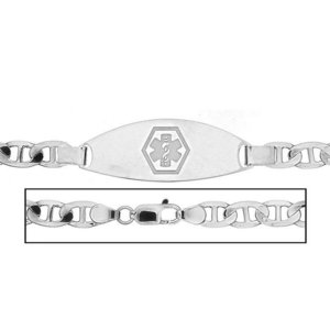 Solid 14K White Gold Men s Anchor Link Medical ID Bracelet