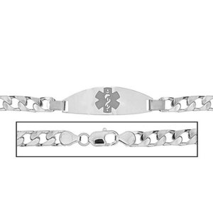 Solid 14K White Gold Women s Curb Link Medical ID Bracelet