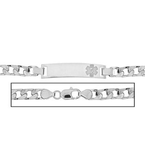 Solid 14K White Gold Women s Curb Link Medical ID Bracelet