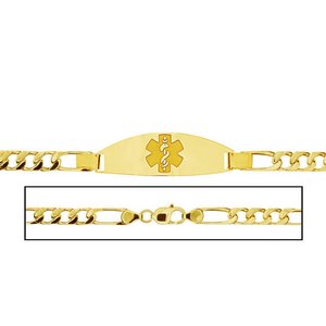 Solid 14K Yellow Gold Women s Figaro Link Medical ID Bracelet