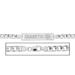 Women s Solid 14K White Gold Curb Link Medical ID Bracelet