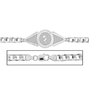 Solid 14K White Gold Women s Curb Link Medical ID Bracelet