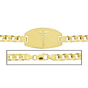 Solid 14K Yellow Gold Children s Curb Link Medical ID Bracelet