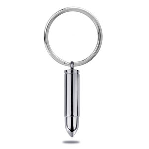 Bullet Shaped Cremation and Ash Vessel Keychain with Fingerprint