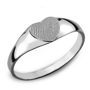 Custom Women s Fingerprint Heart Signet Ring