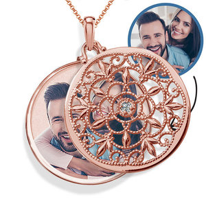 Rose Gold Swivel Round Photo Locket