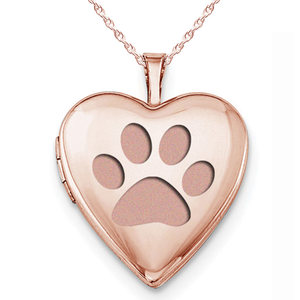 Rose Gold Plated  Dog Paw Print  Heart Photo Locket