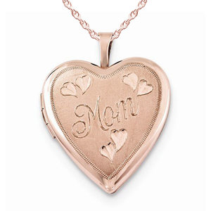 Rose Gold Plated Mom Heart Photo Locket