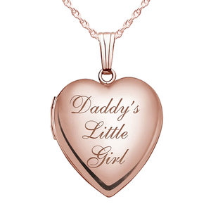 Solid 14K Rose Gold Daddy s Little Girl Heart Locket