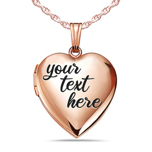 Rose Gold Plated Fancy Script Heart Photo Locket