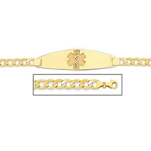 14K Gold Medical ID Bracelet w  Curb Chain