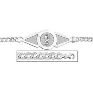 Sterling Silver Medical ID Bracelet w  Curb Chain