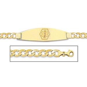 14K Gold Medical ID Bracelet w  Curb Chain