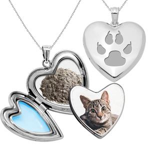 Cat Paw Print Cremation   Hair Photo Locket