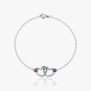 Interlocking Heart Promise Bracelet with Two Stones