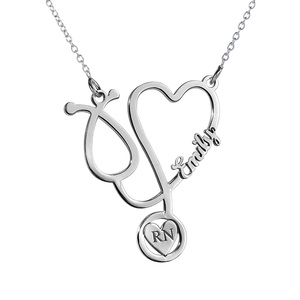Personalized Stethoscope Name Necklace with Chain Included