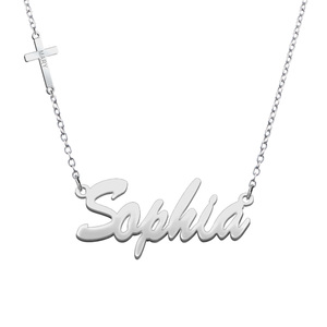 Cross Charm Personalized Name Necklace