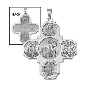 Four Way Cross   Hockey Religious Medal   EXCLUSIVE 