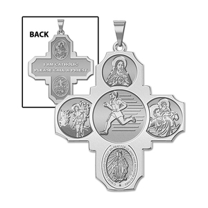 Four Way Cross   Track Male Religious Medal   EXCLUSIVE 