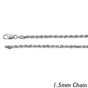 14K White Gold 1 5mm  Diamond Cut Flex Rope Chain