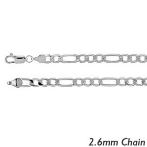 14K White Gold 2 5mm Figaro Link Chain