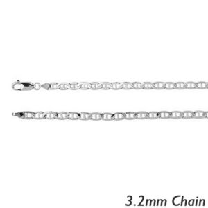 14K White Gold 3 2mm Diamond Cut Anchor Chain