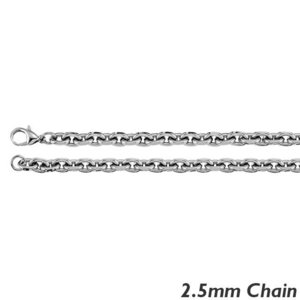 14K White Gold 2 5 mm Rolo Chain