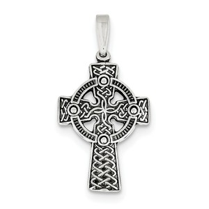 Sterling Silver Antiqued Celtic Cross Pendant