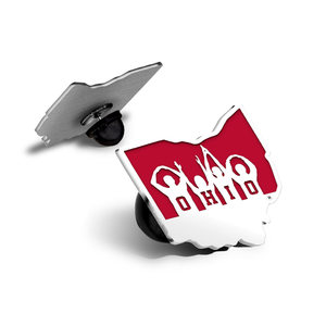 Ohio State University Color Enamel Ohio Outline Pin