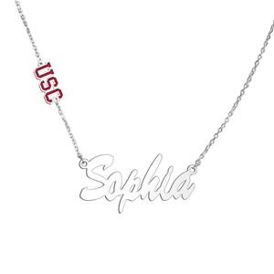 USC Color Enamel Custom Charm Name Necklace