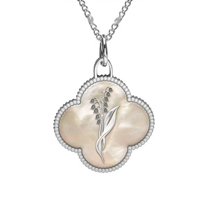 Personalized Birth Flower Clover Necklace