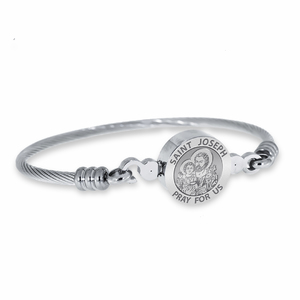 Stainless Steel Saint Joseph Bangle Bracelet