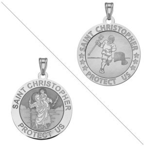 Lacrosse   Saint Christopher Doubledside Sports Religious Medal  EXCLUSIVE 