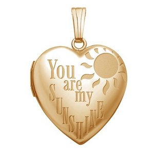 Yellow Gold You Are My Sunshine Heart Photo Locket